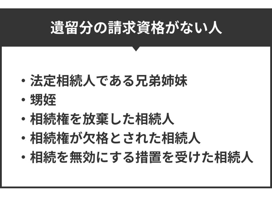 遺留分の請求資格がない人